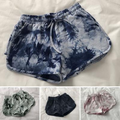 Damen-Shorts, elastischer Kordelzug, hohe Taille, Sport-Shorts mit Batik-Print, weite Hose, vielseitige Laufshorts im regulären Stil