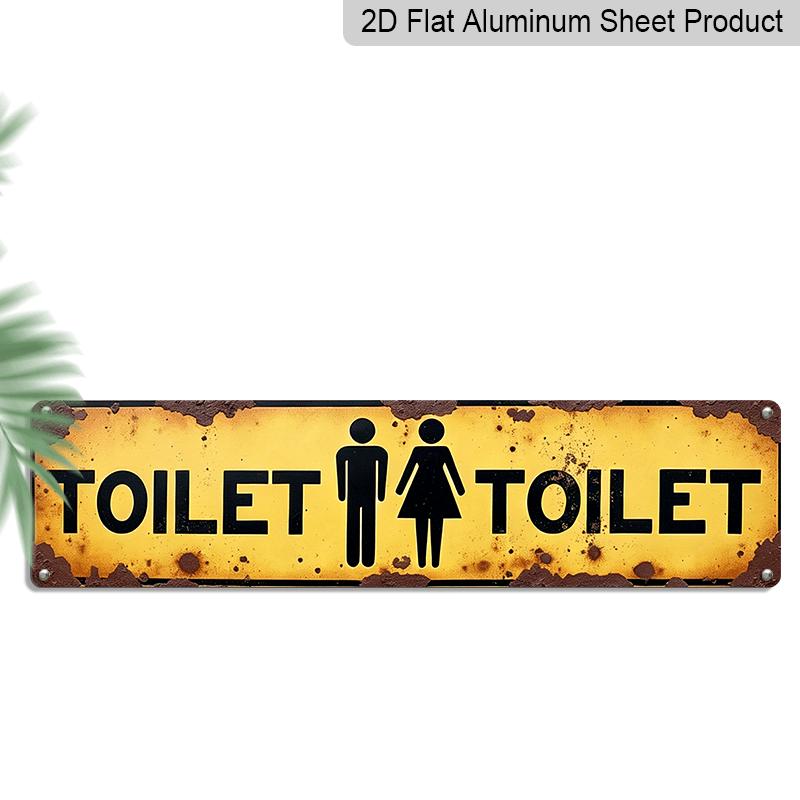 2D Flat Aluminium Decorative Sign - Vintage Style Metal Sign for Restrooms, with A 2D Flat Design for Men and Women. Ideal for Decorating Bathrooms