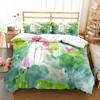 Lotus Flower Duvet Cover Set Lotus Leaf Pattern Polyester Quilt Cover King Full Size For Kids Teens Bedding Set With Pillowcase