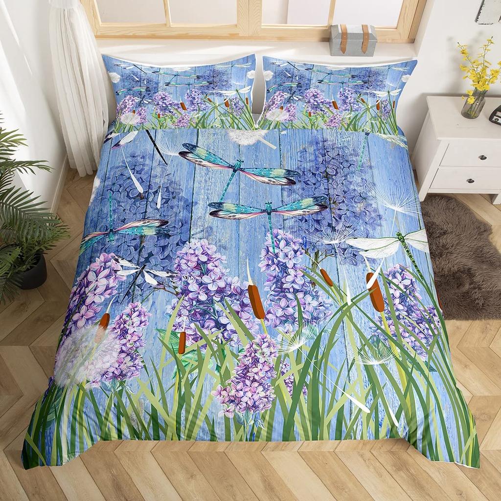 Dragonfly Duvet Cover Queen King Size Dandelion Quilt Cover Night Blue Starry Sky Duvet Cover Kids Bedding Set Room Decoration
