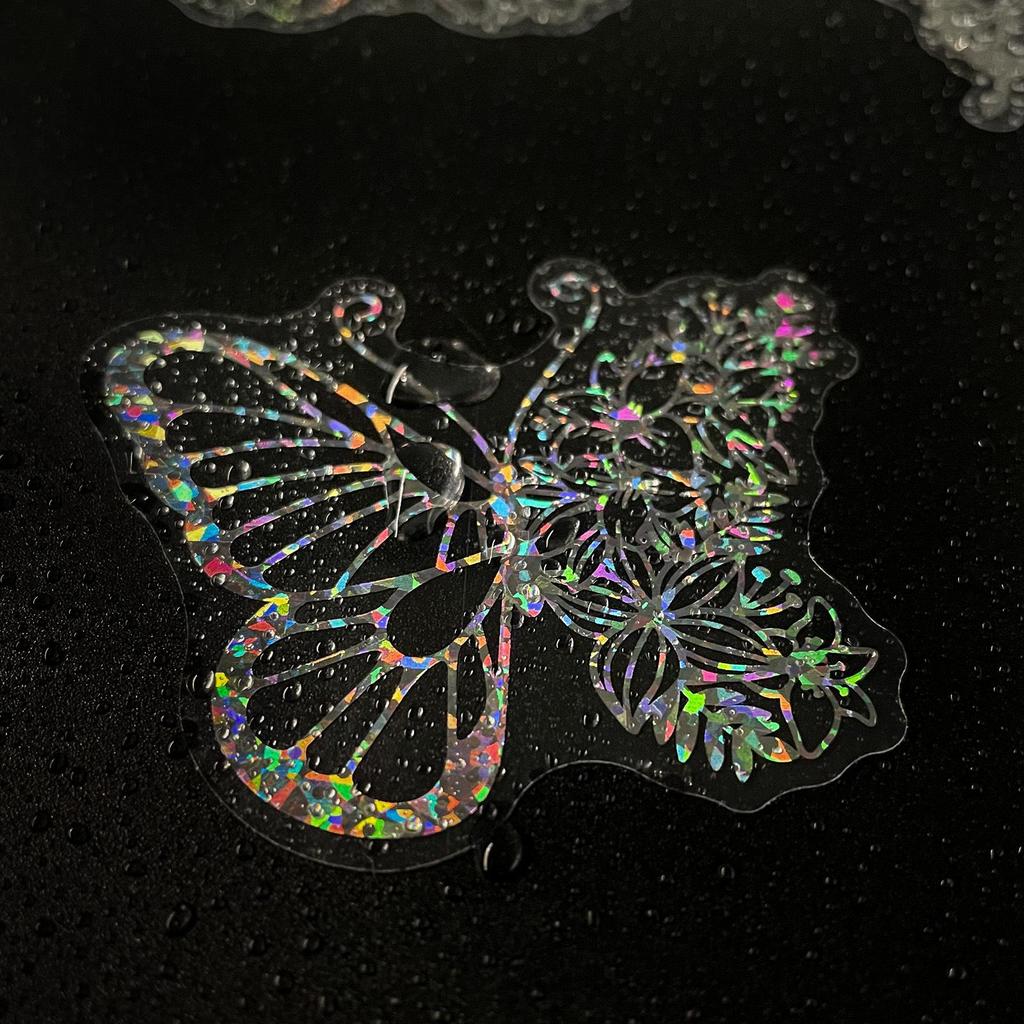 100 Transparent Butterfly Holographic PET Laser Stickers