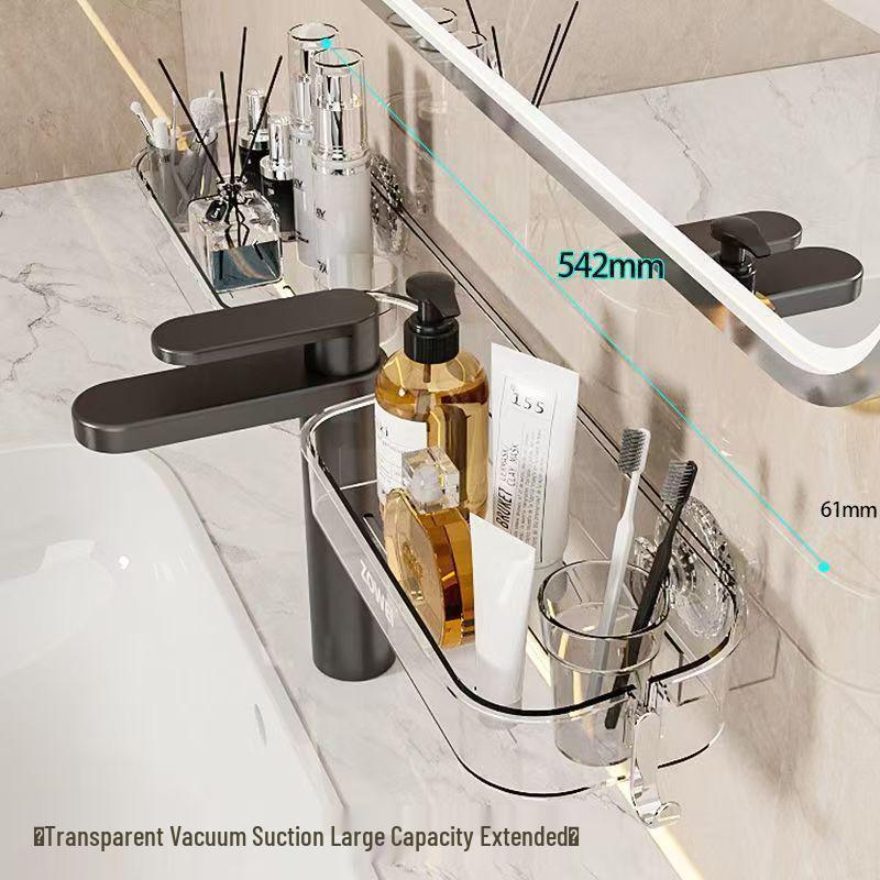 Adjustable Suction Cup Shower Head Holder and Bathroom Shelf