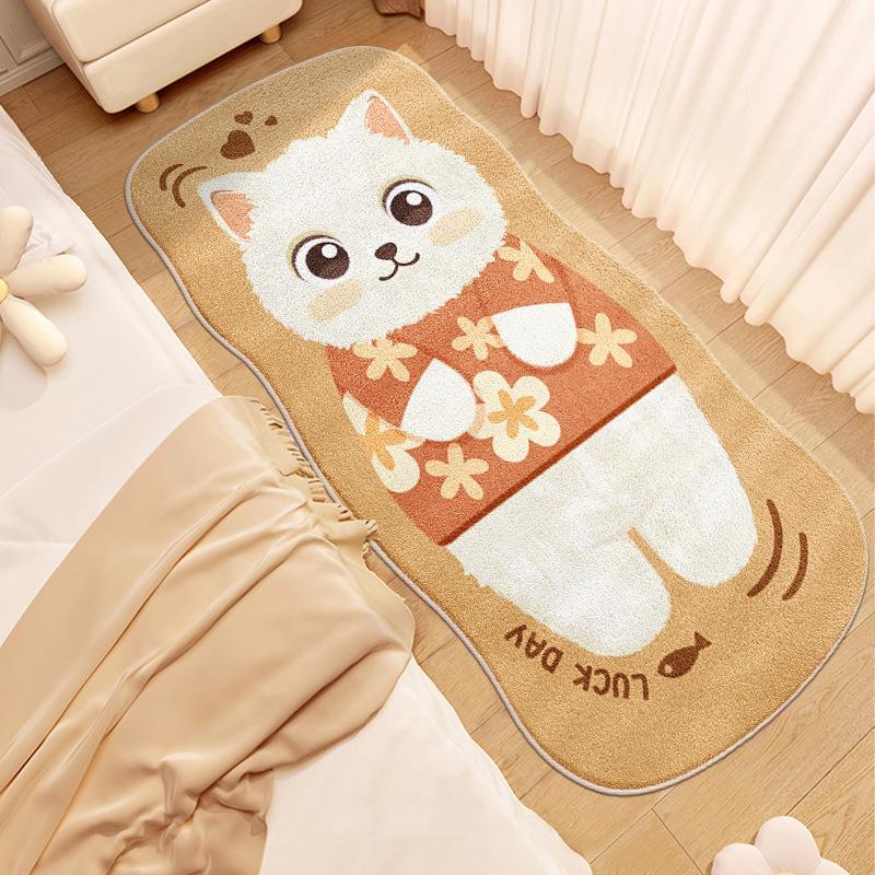 Kreslený koberec do ložnice, koberec k posteli, odolný proti opotřebení, odolný proti nečistotám, protiskluzová podložka, snadno se čistí, podlahová rohožka k arkýřovému oknu