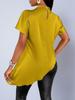 Autumn Faux Silk Asymmetrical Hem Women's Shirt 2025