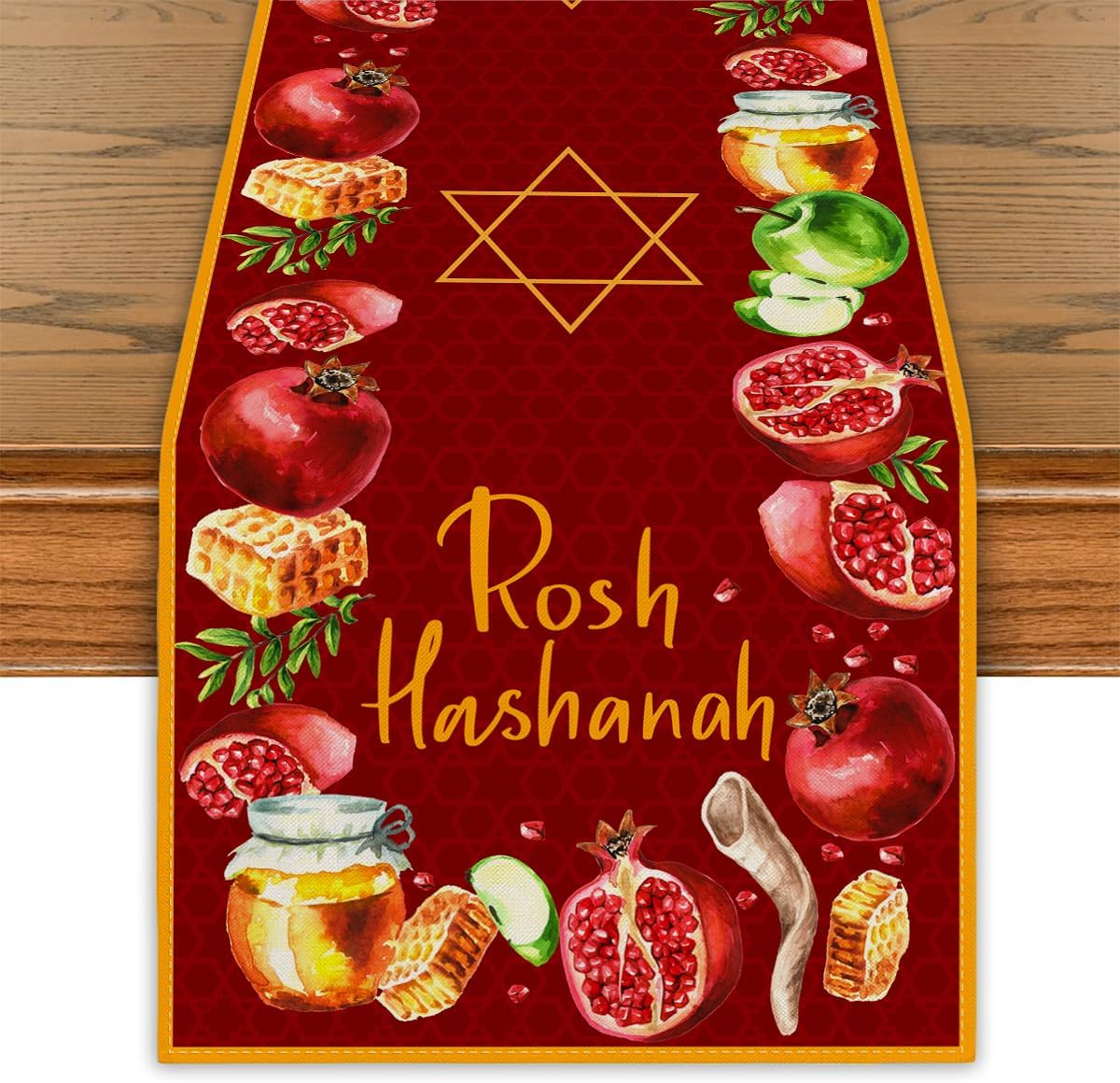 Rosh Hashanah Linnen Tafelkleed Huisdecoratie Shana Tova Granaatappel Sjofar Hoorn Keukentafelkleedjes Rosh Hashanah Decoraties 150x33cm