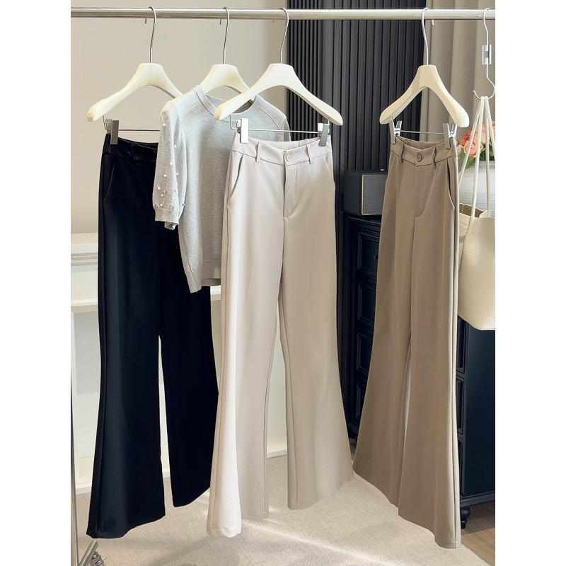 Temperament Versatile Wide-leg Micro-horn Casual Suit Pants for Women, New High-waisted and Thin Trousers In Spring and Autumn