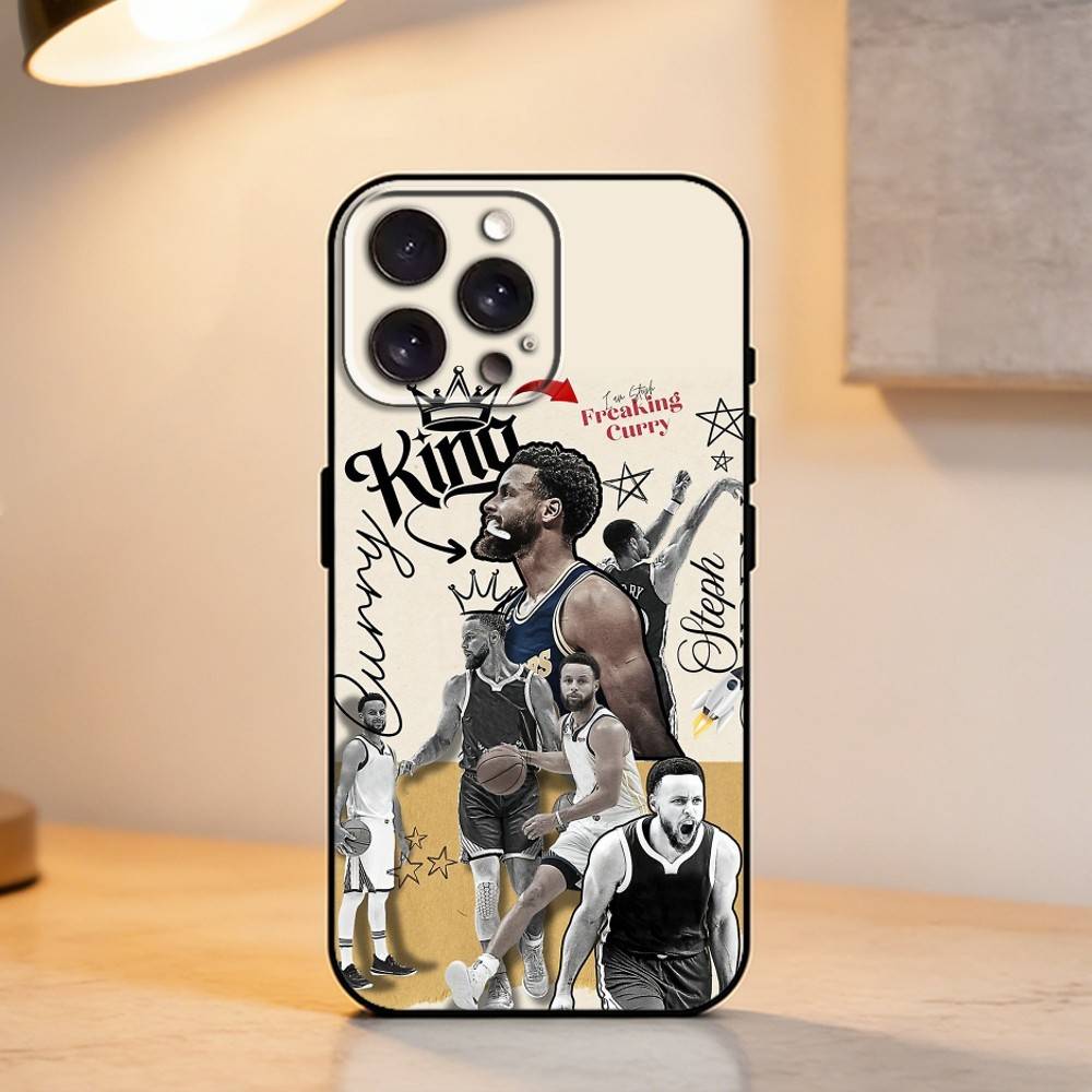 B-Basketball Star S-Stephen Curry   Phone Case For iPhone 17,16,15,14,13,12,11 Plus,Pro Max,XS,Soft Silicone Black Cover