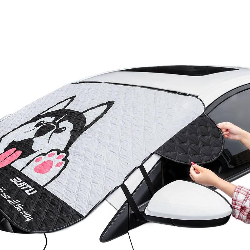 Cute Husky Car Windshield Snow Cover - Anti-Freeze, Anti-Snow, and Sun Protection