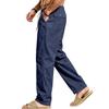 Casual Men’s Beach-Style Trendy Button-Up Loose-Fit, Skin-Friendly, Breathable Sports Linen Trousers for Men