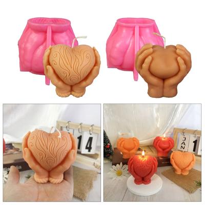 3D Heart Shape Candle Mold Resin Moulds Hand Holding Heart Candle Silicone Mold for DIY Soaps Crafts Cake Decoration