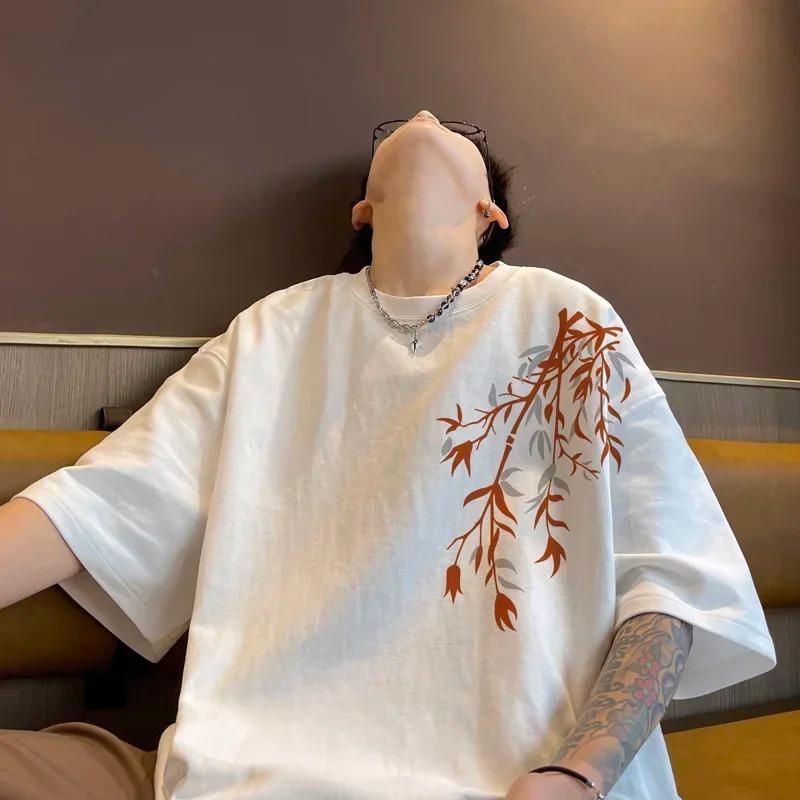 

Japanese Quirky Disruptor Cat Pure Cotton Short Sleeved 2026 Men s Sports and Fitness Top Soft Plus Loose Casual T-shirt XXXL