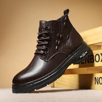 Męskie buty casualowe skórzane 2024 Nowe designerskie buty z zaokrąglonym noskiem Wysokie buty outdoorowe Antypoślizgowe buty do chodzenia Gruba podeszwa Buty za kostkę