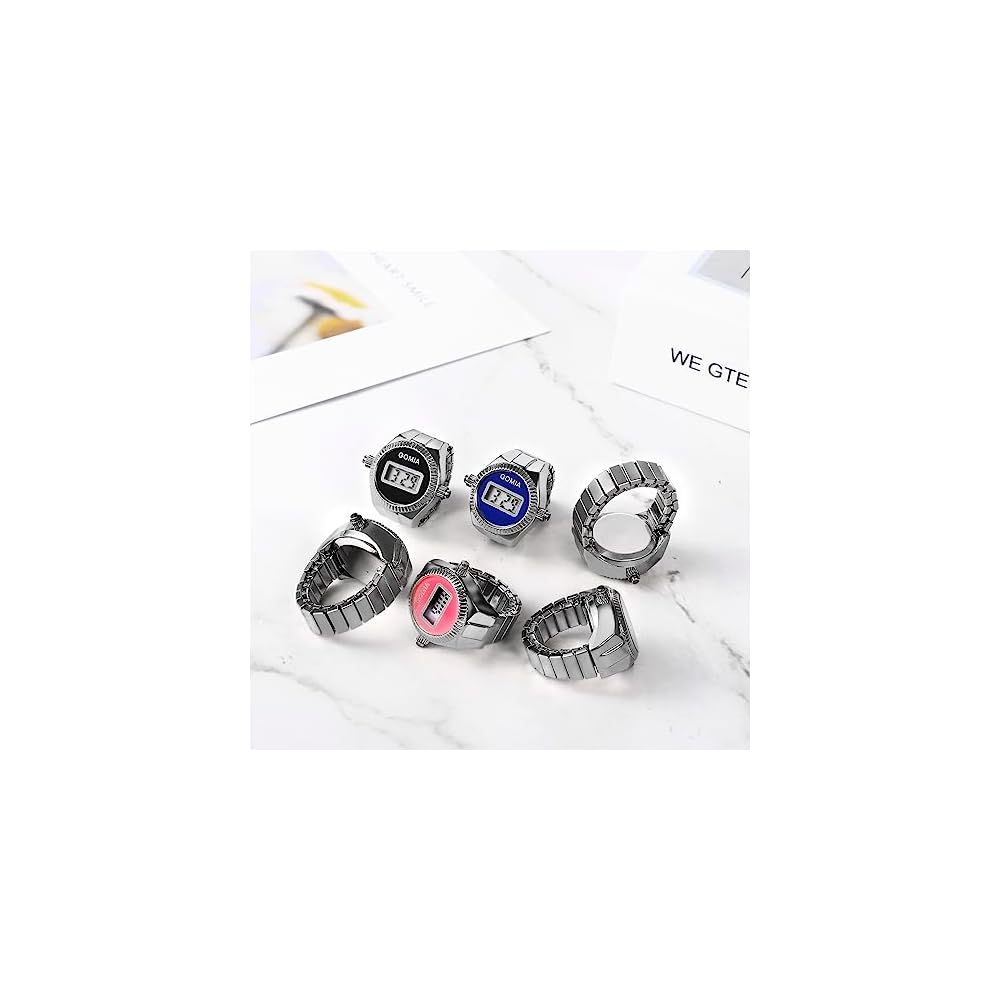 "Retro Digital LED Ring Watch Calendar Stopwatch Waterproof Silver Fashion Accessory Unisex"