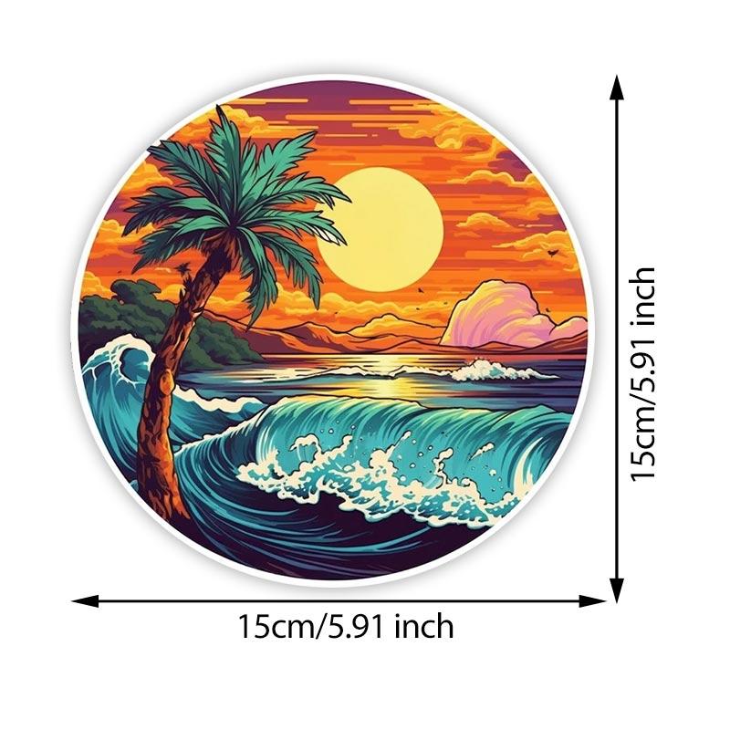 Hawaiianische Strand Autoaufkleber Wasserdichte Vinyl-Abziehbilder Auto Karosserie Fenster Stoßstange Dekor Motorrad Helm Aufkleber TM132