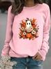 European and American Women's Autumn/Winter Casual Long-Sleeve Round Neck Ghost Floral Print Pullover Hoodie