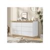 Commode Avec 6 Tiroirs, Casier, Fonction De Rangement, Pour Chambre Et Salon, Panneau De Particules E1, Blanc+oak