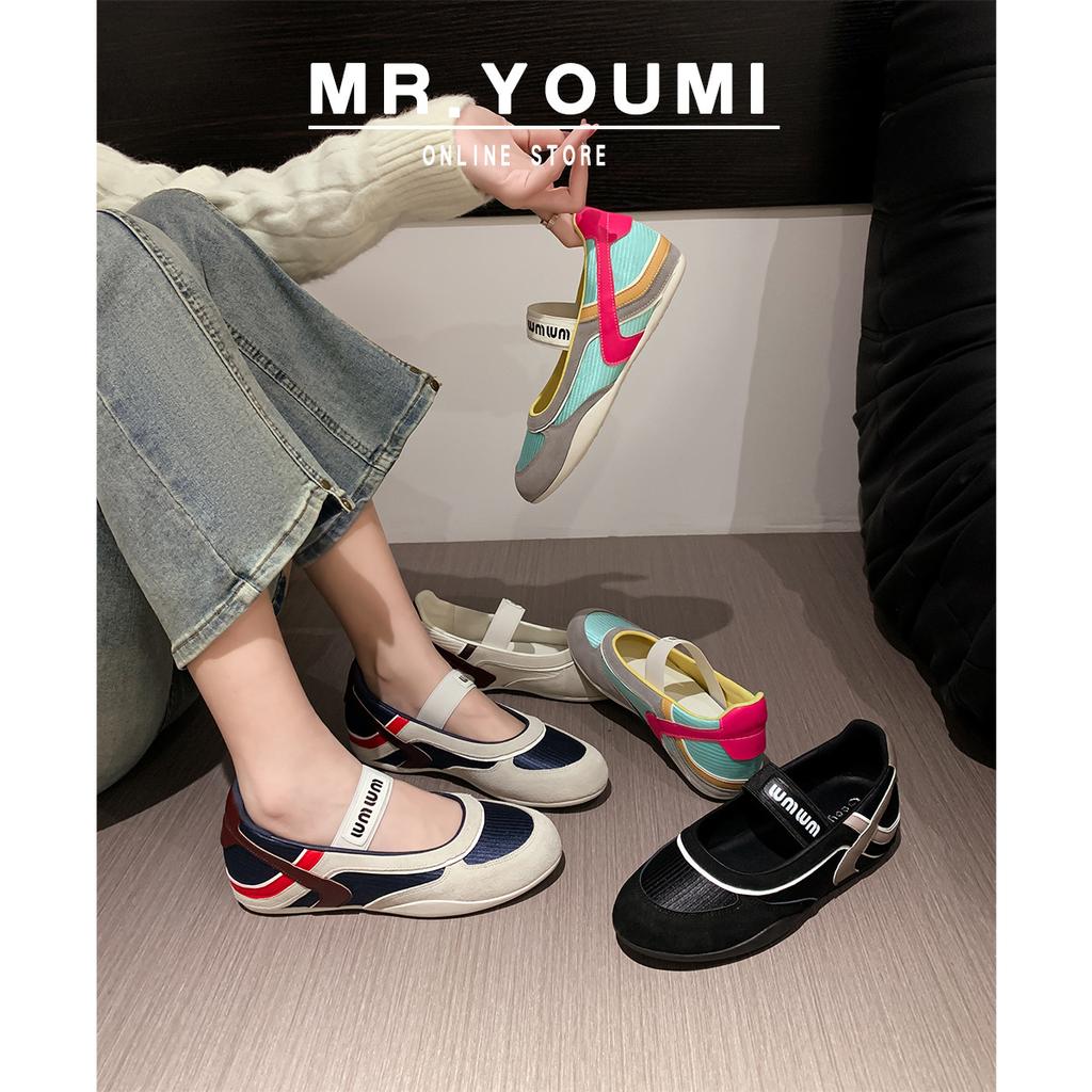 Cowhide version~ miu's leather color matching niche function Mary Jane shoes with light mouth German training shoes women's casual shoes