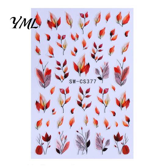 Leaf Pattern Nail Art Autumn Stickers, Waterproof Fall Maple Leaves Manicure Decorations Decals, Self-Adhesive Stickers for Women and Girls Decals