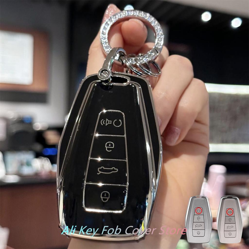 Key Fob Cover with Keyring Car Keychain For Geely Coolray X6 Geometry C Emgrand Global Kulrey Hawk GX7 Okavango Smart Remote