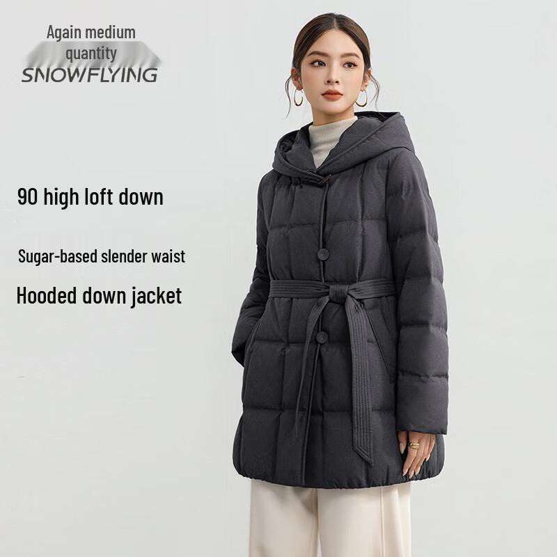 

SNOWFLYING Women s Mid-length Thickened Belted Down Jacket L
