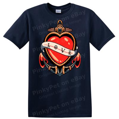 Love Heart Tattoo Style T Shirt Vintage Sailor Tee Cute Graphic Design