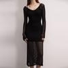 Knitted Hollow Out Beach Dresses Women Sexy Solid O-neck Long Sleeve Oversize Dress Spring Summer Lady Sunscreen Vestidos