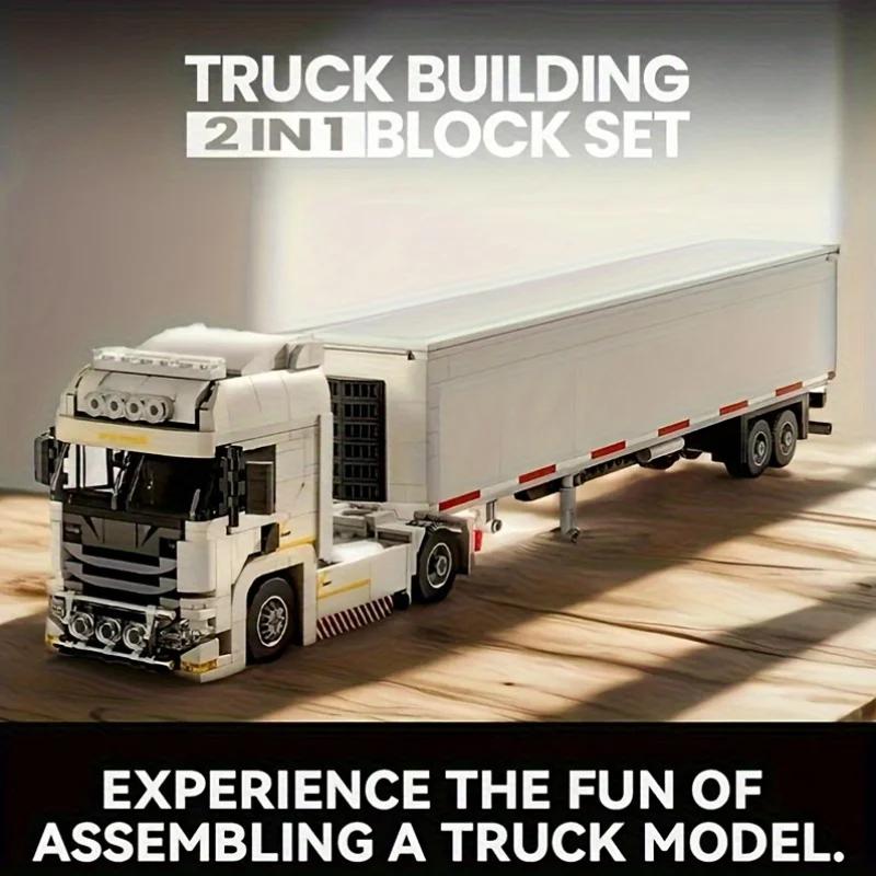 2in1 European Trailer + Boxcar Urban Traffic Logistics Transport Vehicle Building Blocks Set - Truck Trailer Collectible