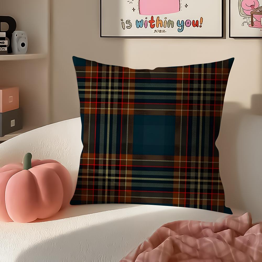 Classic Plaid Scottish attern NNordic Scottish Cushion Cover Pillowcase Short Plush Invisible zipper Room Sofa Cushion Cover