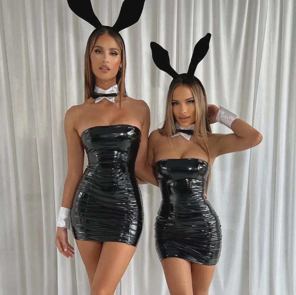 2024 Jesień/Zima Błyszcząca Seksowna Sukienka Tube Top z Odkrytymi Plecami dla Kobiet - Styl Europejski i Amerykański