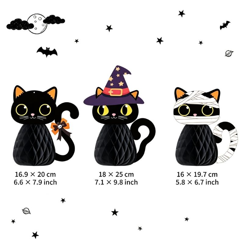 Halloween Freestanding Paper Figure Set, Seasonal Display Accent for Home Tables, Shelf Styling, Entry Points and Retail Shop Scenes