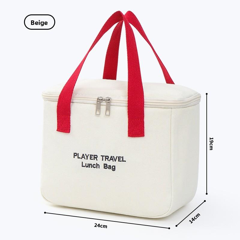 Letter Canvas Insulated Lunch Bag Large Capacity For Office Workers