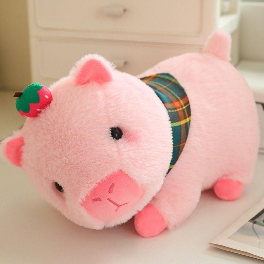Stretchable Simulation Capybara Toy Strawberry Headwear Stuffed Capybara Doll  Christmas