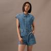 Calvin Klein Retro Style Waistless Sleeveless Denim Jumpsuit Women Jumpsuits Light-Blue J223960