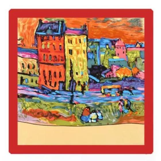 12mm Real Silk Hijab Scarf Luxury Pure Silk Stain Scarfs Soft Silky High Quality Women Designer Oil Painting Printing Head Scarf