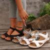 New slope heel platform sandals women's large size one-word with fish mouth Velcro beach sandals