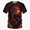 Summer New Cool 3d Dragon Printed Fashion Men's Round Neck Short Sleeve  Funny