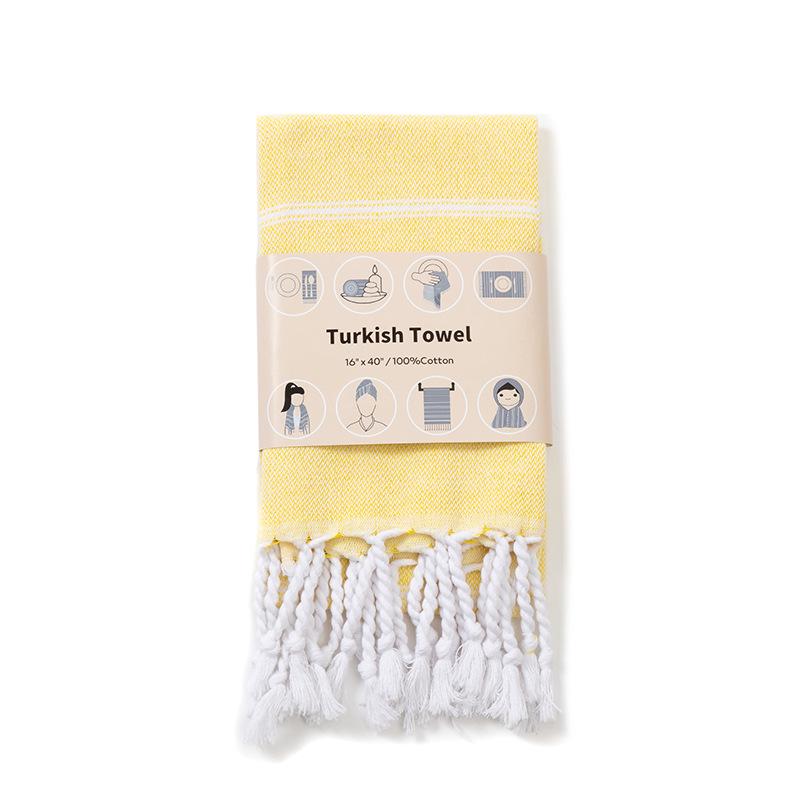 

European Style Cotton Kitchen Towel Set: Quick-drying, Striped Tea Towels, Rectangular Tablecloth with Tassels. 40x100CM/110g жёлтый