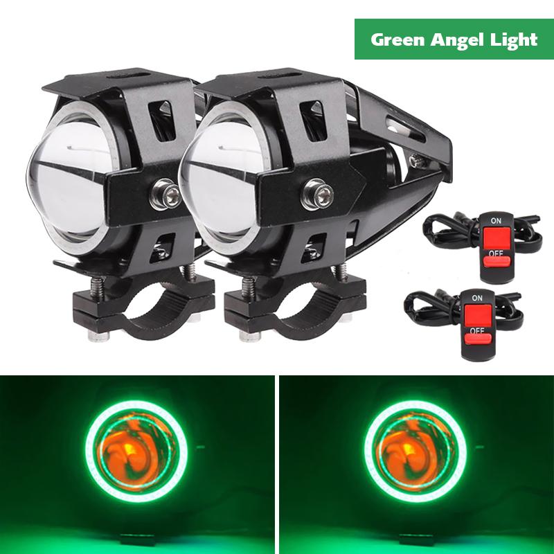 U7 LED Motorcycle Headlight Angel Eyes Spotlight Headlamp Super Bright Fog Lights Spotlights U7 Mini Moto Auxiliary Driving Lamp