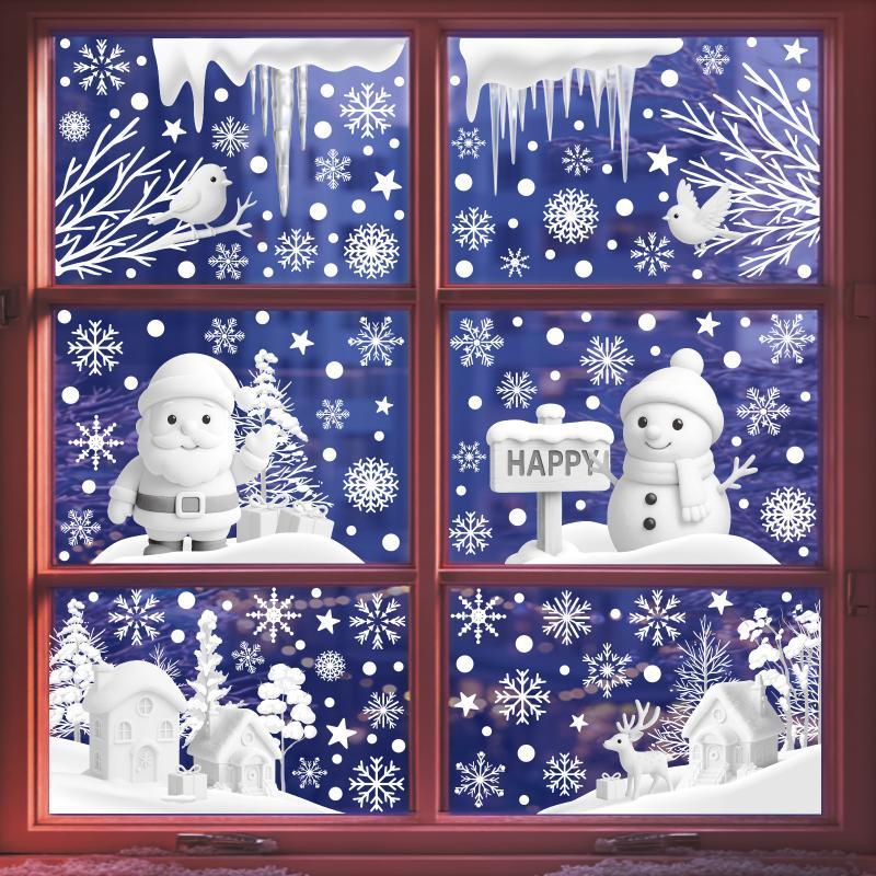 6 Pcs Christmas Window Stickers Wall Sticker Kids Room Wall Decals Merry Christmas Decorations For Home New Year Stickers