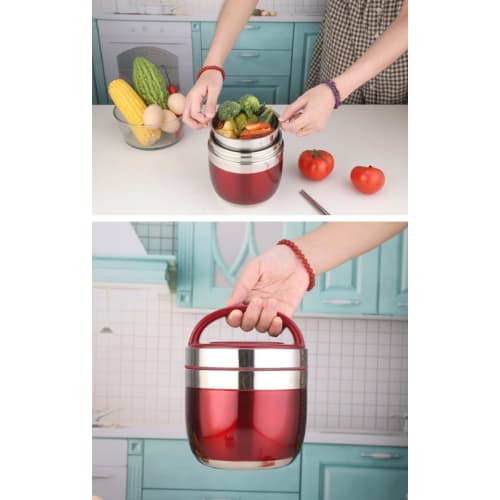 Fiegcit Portable Stainless Steel Insulated Lunch Box, Rice Bowl-Shaped, Thermal Soup Cup, Insulated Lunch Box, Breakfast Cup, Soup Bowl, Food Thermal