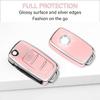 QBUC for VW Key Fob Cover with Keychain Silver Trim Soft TPU Compatible with Volkswagen Jetta Beetle Santana Scirocco Eos Tiguan Touran Polo MK5