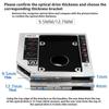 1 Set 2.5" Ssd Cd Dvd a Custodia Alloggiamento per Hdd Cd-Rom Odd Optibay Plastica Alluminio Universale 9.5/12.7Mm Sata 3.0 Caddy per Secondo Hdd