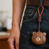 Bear Head Keychain Black Walnut Wood Keyring Phone Strap Cartoon Keyring Bag Decoration Accessory