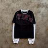 Cross-Border Autumn Patchwork Long Sleeve Retro Streetwear T-shirt
