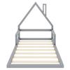 90*200cm Children's Bed, Low Bed, House Shape, Solid Pine, Simple Design, Gray