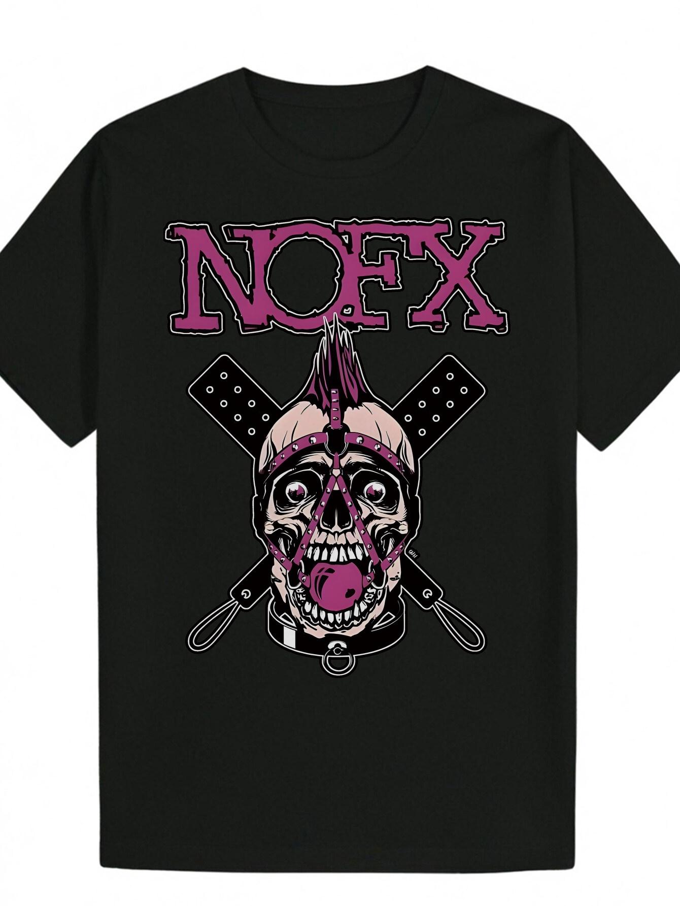 Graphic T-shirt - Black Edgy Punk Rock Style with Skull XXXXL