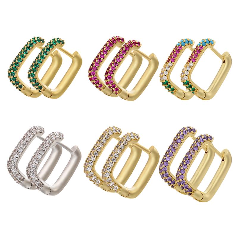 Hoop earrings gold color silver color small hoop earrings crystal women rainbow earrings Fashion jewelry wholesale VE144