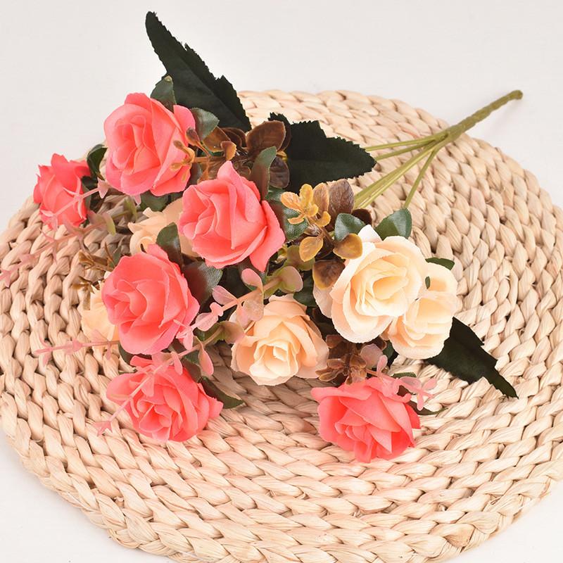 Elegant Rose Artificial Flower Bundle With Durable Silk For Home And Wedding Use
