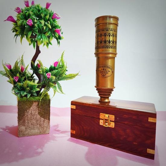 45.72 cm Brass Telescope, Working Engraved Telescope with Wood Box Pirates Spyglass, Fathers Day Gift, Gift For Husband, Son Gift, steampunk Gift