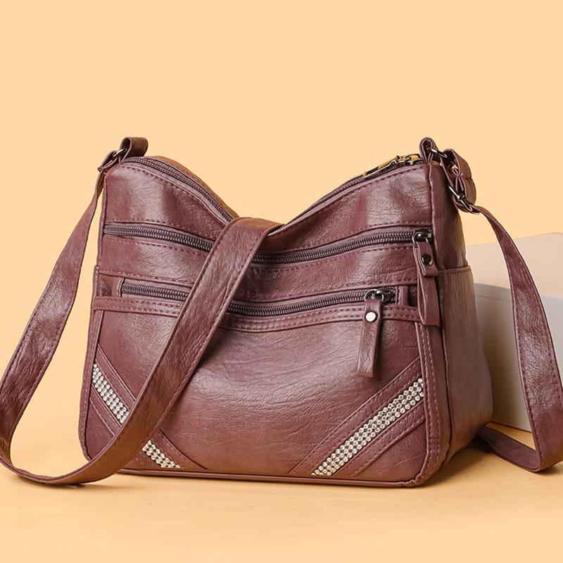 New Fashion Women's Bag Multi-layer Mother-in-law Bag Retro Large-capacity Shoulder Messenger Bag